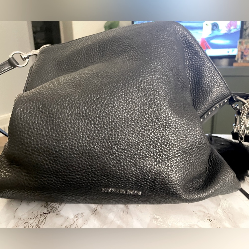 MK black leather hobo bag